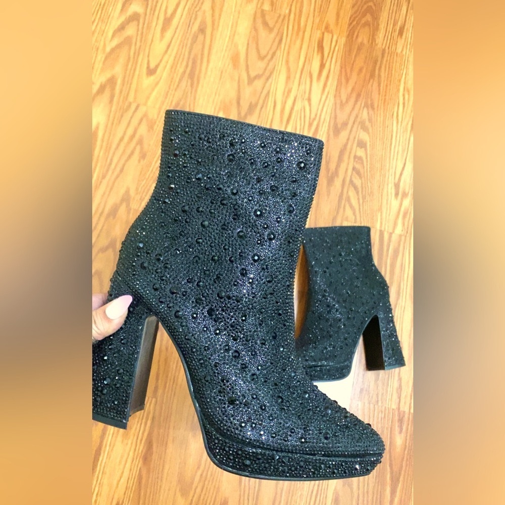 Rocket Black rhinestone bootie